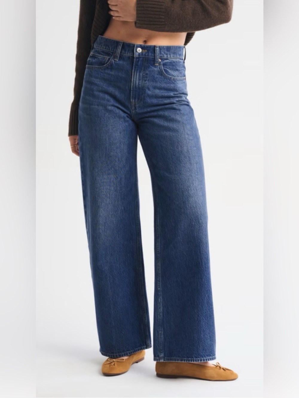 Abercrombie & Fitch High-Rise Wide Leg Jeans - Dark Blue